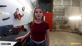 Busty Blonde Gets Down And Dirty With Mechanic For Payment