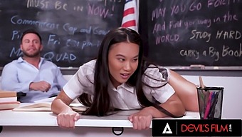 Asian Student In Dorm Gets Her Young Pussy Penetrated By Teacher'S Large Penis