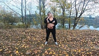 Milf With Big Boobs Enjoys Lakeside Public Park